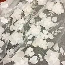 1 ярд 3D полный цветок тюль кружевная ткань в румян с белым, мягкое Свадебное платье из тюля свадебное платье для выпускного вечера ткань