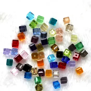 

100pcs/Bag 30fa 4x4mm Cube Crystal Glass Loose Beads Mult icolors AAA Grade
