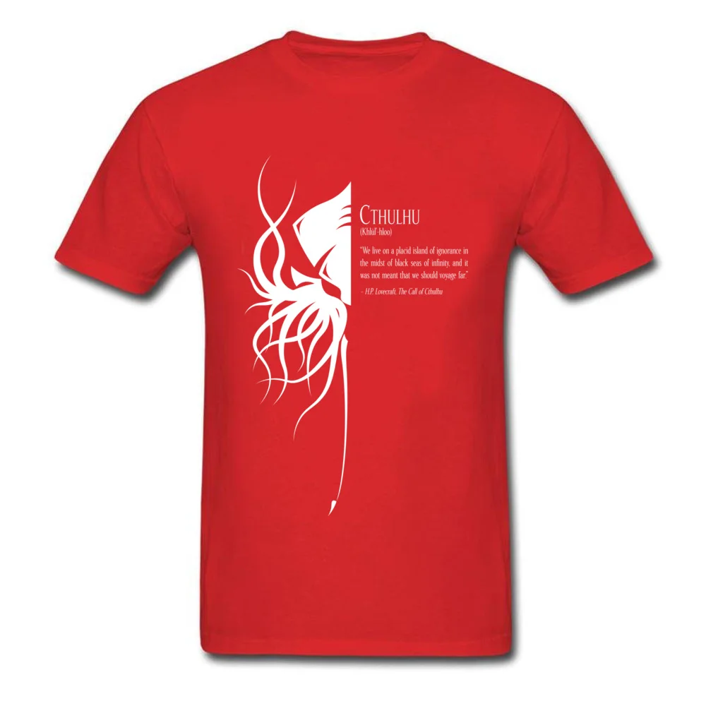 Cthulhu II Cotton Fabric Tshirts for Men Short Sleeve Print Tops Shirts 2018 Newest Mother Day Crew Neck T Shirt Comics Cthulhu II red