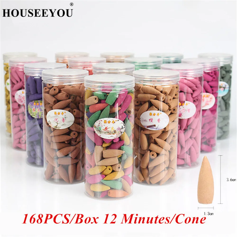 

Big Capacity 15 Kinds of Fragrance Backflow Incense Cones 168PCS Box Packed for Waterfall Incense Burner Censer Nature Smell