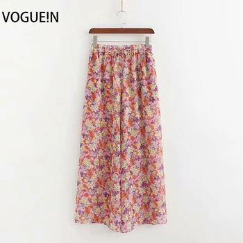 

VOGUEIN New Womens Sheer Chiffon Short Sleeve Floral Print Elastic Waist Pants Trousers Wholesale