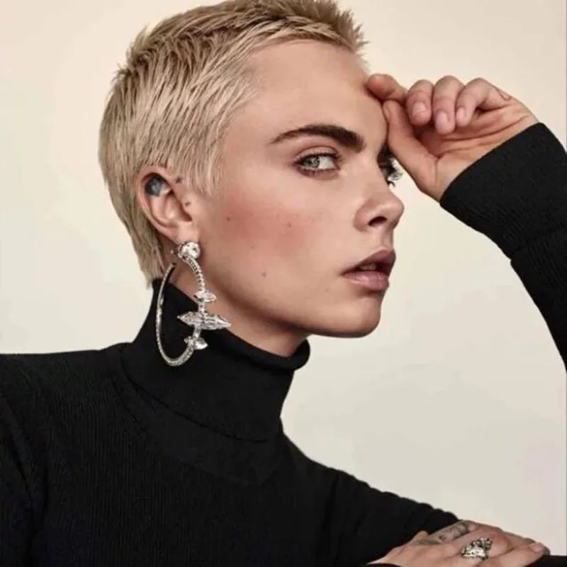 

Clip On Earrings Without Piercing Jewelry Geometric Artificial Crystal Earrings Rhinestone Silvery Big Circle Earrings