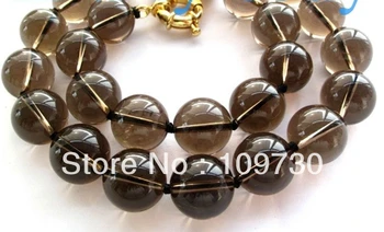 

Jewelry 002340 Genuine 16mm ROUND Smoky Quartz Necklace 18"