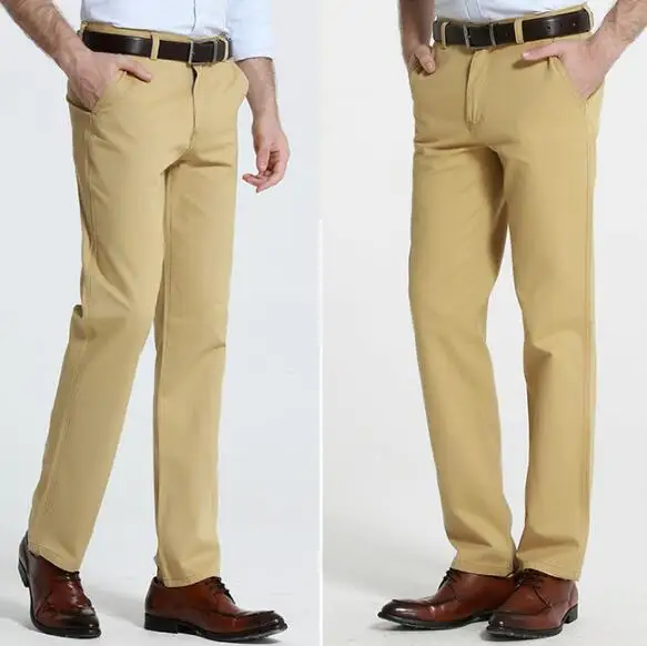 Новые весенние зимние повседневные брюки мужские классические прямые хлопковые мужские брюки облегающие официальные брюки-чиносы брендовая одежда большого размера плюс