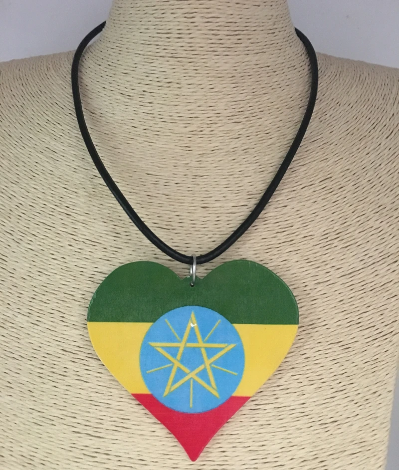 5 шт./лот! Новейший Эфиопский флаг в виде сердца|pendant necklace|necklace necklacewood pendant |