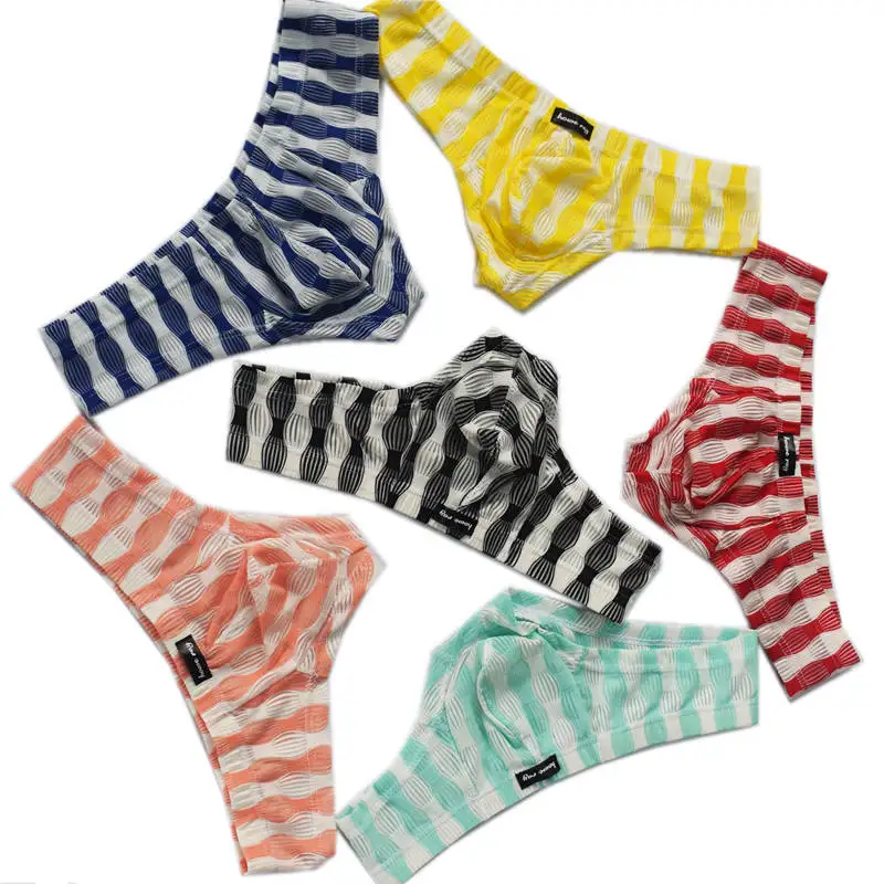 

Wholesale 6pcs/lot Mens Stripes Underwear Sexy Mini Boxers Multi-color Males Bulge Pouch Boxer Shorts Trunks Low-rise Underpants