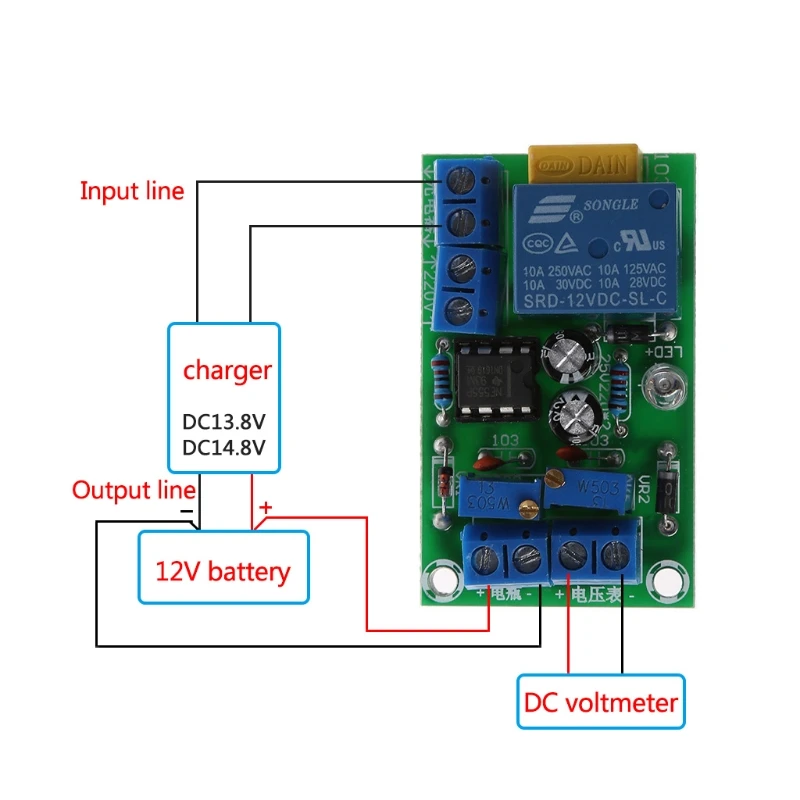 

12V Battery Automatic Charging Controller Module Protection Board Relay Board Module Anti-Transposition Smart Charger Hot Sale