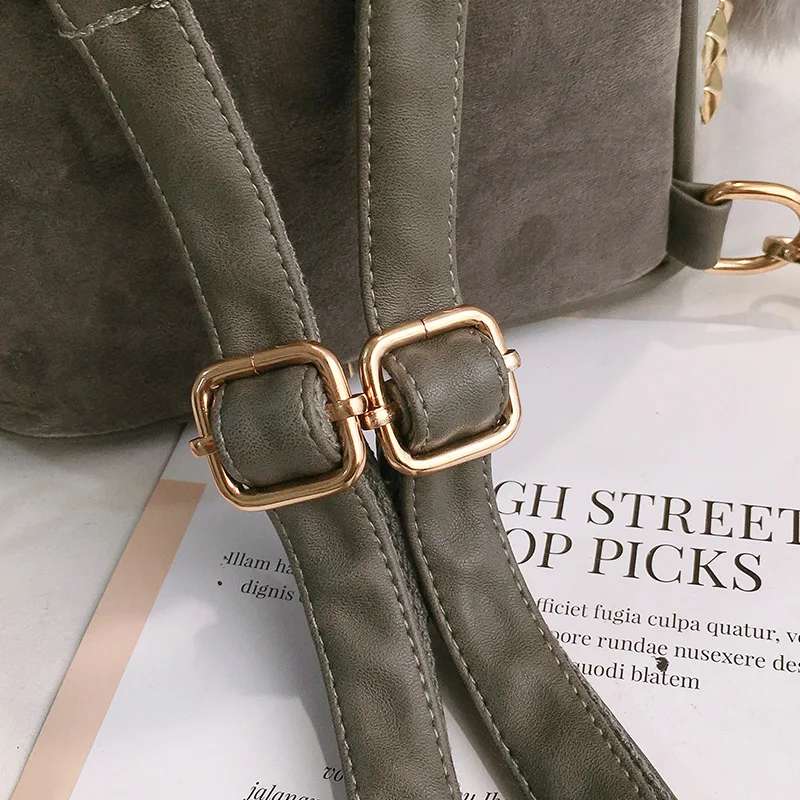 Janespri 2018 New Mini Velour Backpack Female Cute Backpacks High Quality Backpack for Girls Women Pure color bag Korea Mochila (4)