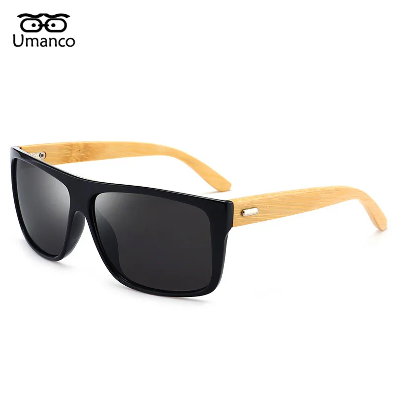 

Umanco 2018 New Polarized Sunglasses Women Men Big Square Bamboo Foot Glasses Vintage Fashion Natural Wooden Oversized Eyewears