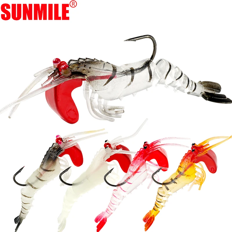 SUNMILE Креветки мягкие приманки для рыбалки 2 шт. Искусственные 7 см/12 5 г с свинцовым