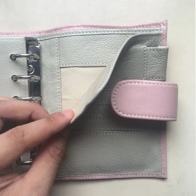 Yiwi A7 карман розовый бежевый натуральная кожа планировщик папка с кольцевым механизмом блокнот с карманом для денег