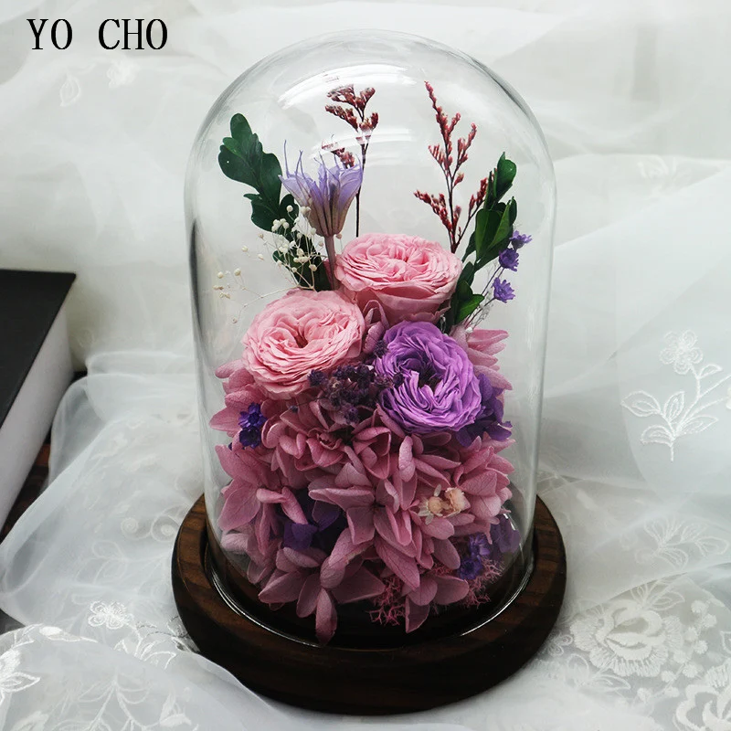 YO CHO Immortal цветок розы в колбе сохраненный цветок в стеклянной крышке Романтический подарок ко Дню Святого Валентина подарки на день рождения коробка домашний декор