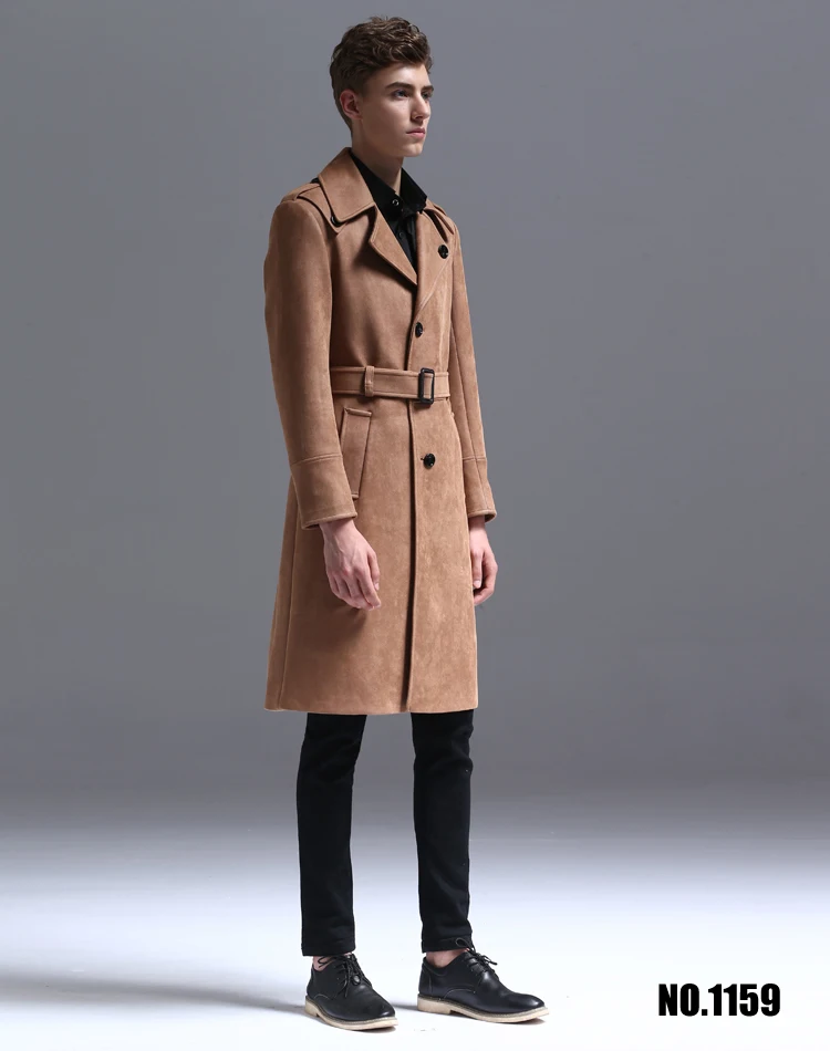 CHAOJUE Брендовое мужское черное Удлиненное пальто из искусственной замши, английский Тренч от S до 6XL, мужское однобортное длинное пальто, распродажа