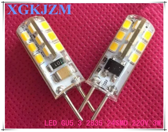 Gu5.3 220 В 3 Вт 2835 24smd led g5.3 в хрустальная люстра точечная лампа gu5.3 10 шт./лот | Лампы и