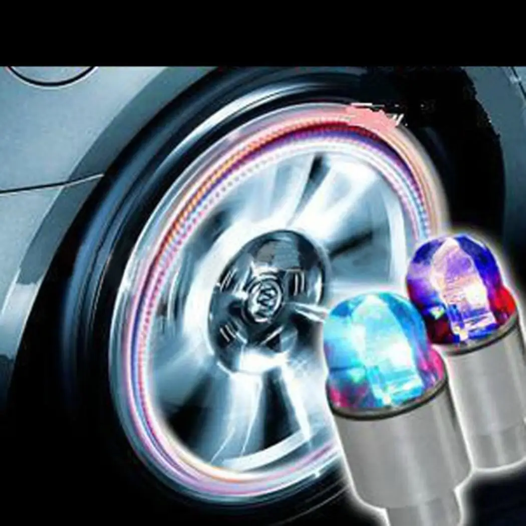 Clearance 2pcs LED Tire Valve Stem Caps Neon Light Auto Accessories Bicycle Bike Car Auto Waterproof Youthful Cycling Exercise Flashlight 1