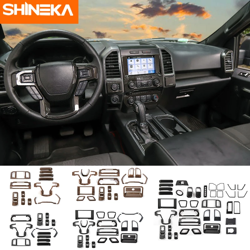 

SHINEKA Interior Mouldings For Ford F150 2015+ ABS Car Interior Decoration Cover Stickers Kit Accessories For Ford F150 2015 Up