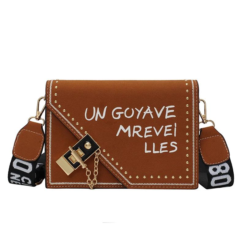 

Grind arenaceous bag 2019 the new wide shoulder strap worn leisure small fang han edition tide female bag