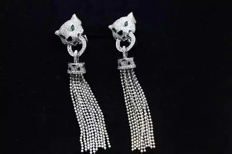 Горячая Распродажа женские свадебные серьги с леопардовой головкой и кисточками