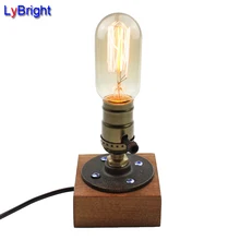 Винтаж Лофт E27 AC 110 V/220 V затемнения Деревянный Настольная лампа с подсветкой для Гостиная Спальня прикроватная домашний декор, кофейный магазин