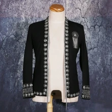 Мужская Черная куртка с кисточками для клуба/сцены/студии/Азии размер/это только куртка