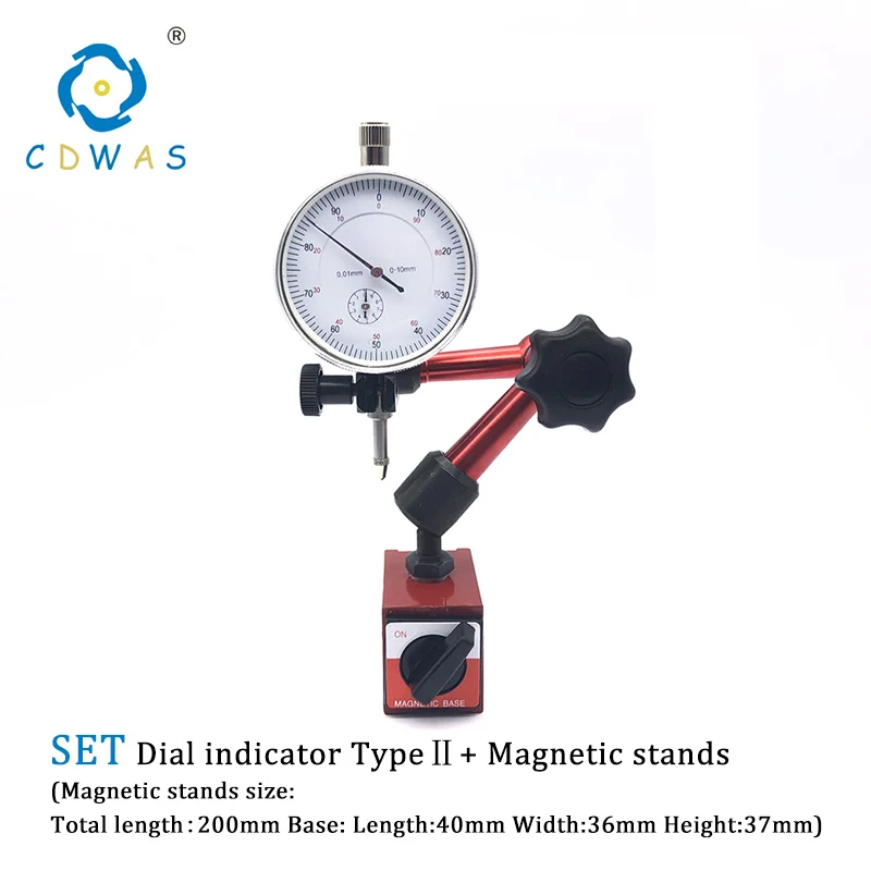 Магнитные подставки индикатор циферблата универсальный магнитный держатель стенд настольная точная шкала индикаторы набор инструментов для измерения - Цвет: 200mm Type2 Set
