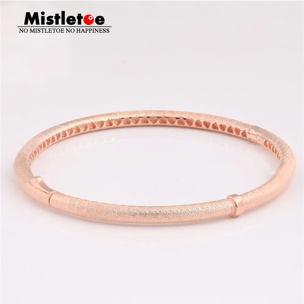 

Mistletoe 925 Sterling Silver Matte Brilliance Bangle Bracelet, Mistletoe Rose European Jewelry