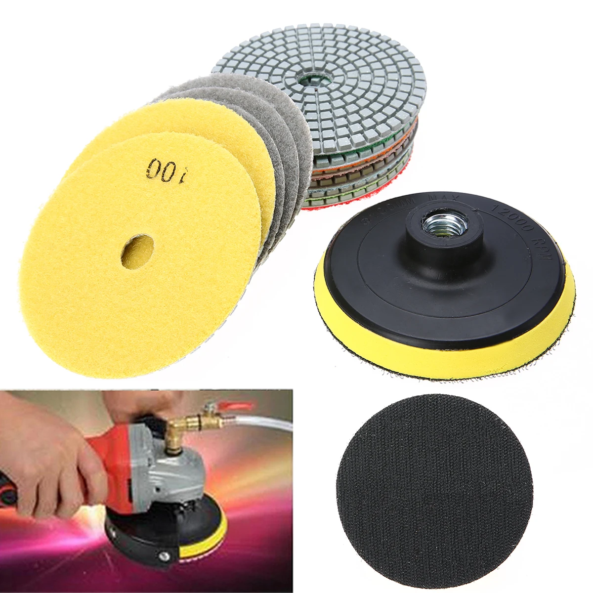

12pcs New 4 inch Polishing Tool Diamond Polishing Pads Grinding Wheel Polisher Set For Granite Concrete Marble Abrasive Tools