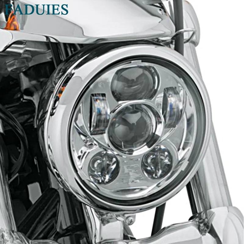  FADUIES Chrome 5.75 inch Led Motorcycle Headlight 45W LED Headlight for Harley-Motorcycles Lights - 32717196314