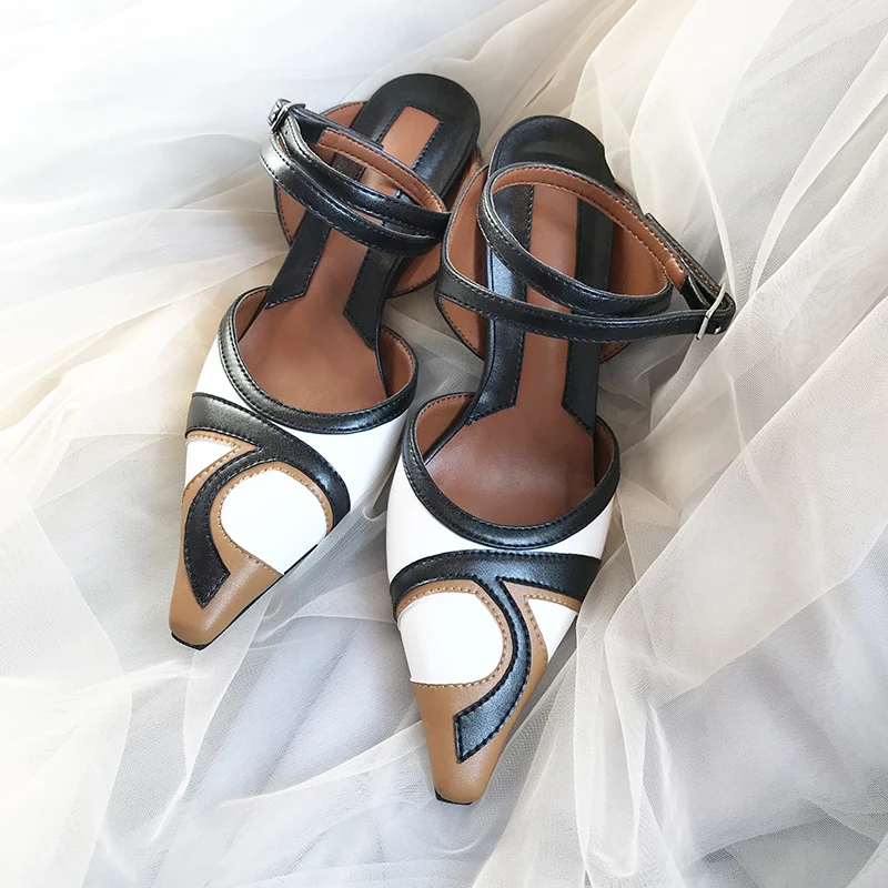 

2019 New Buckle Design Woman Shoes Gladiator Chic Square Toe Women Pumps Slingback Woman Stiletto Star Runway Sandalias Mujer