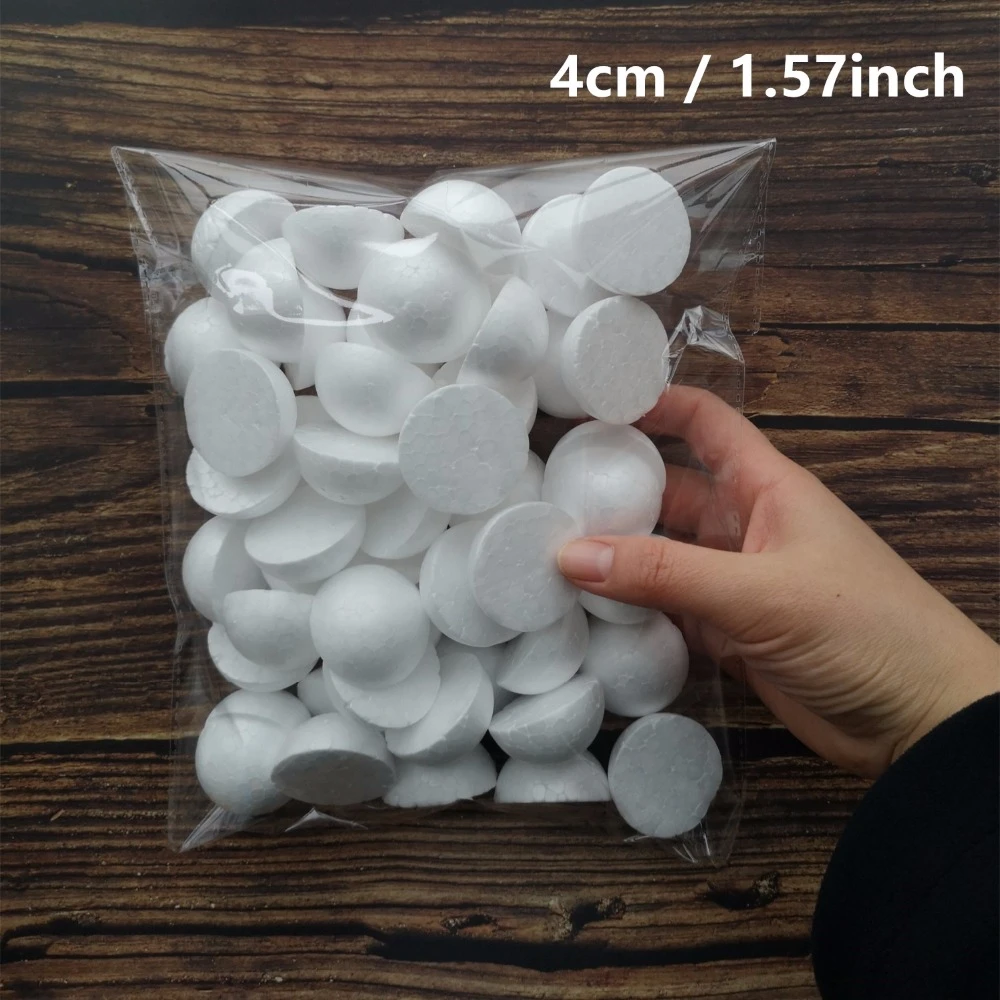 50 Pcs Half Round Styrofoam Polystyrene Foam Balls Sphere Kids Painted DIY Craft 