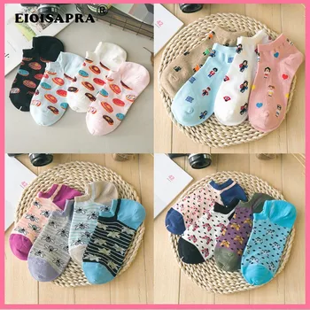 

[EIOISAPRA]High Quality Kawaii Harajuku Women Socks Cartoon Burger/Fox/Little Girl Funny Socks Candy Color Calcetines Mujer