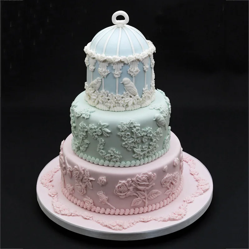 White Silicone Mold 3D Chocolate Wedding Cake Decorating Tools DIY Fondant Baking Mould Cake