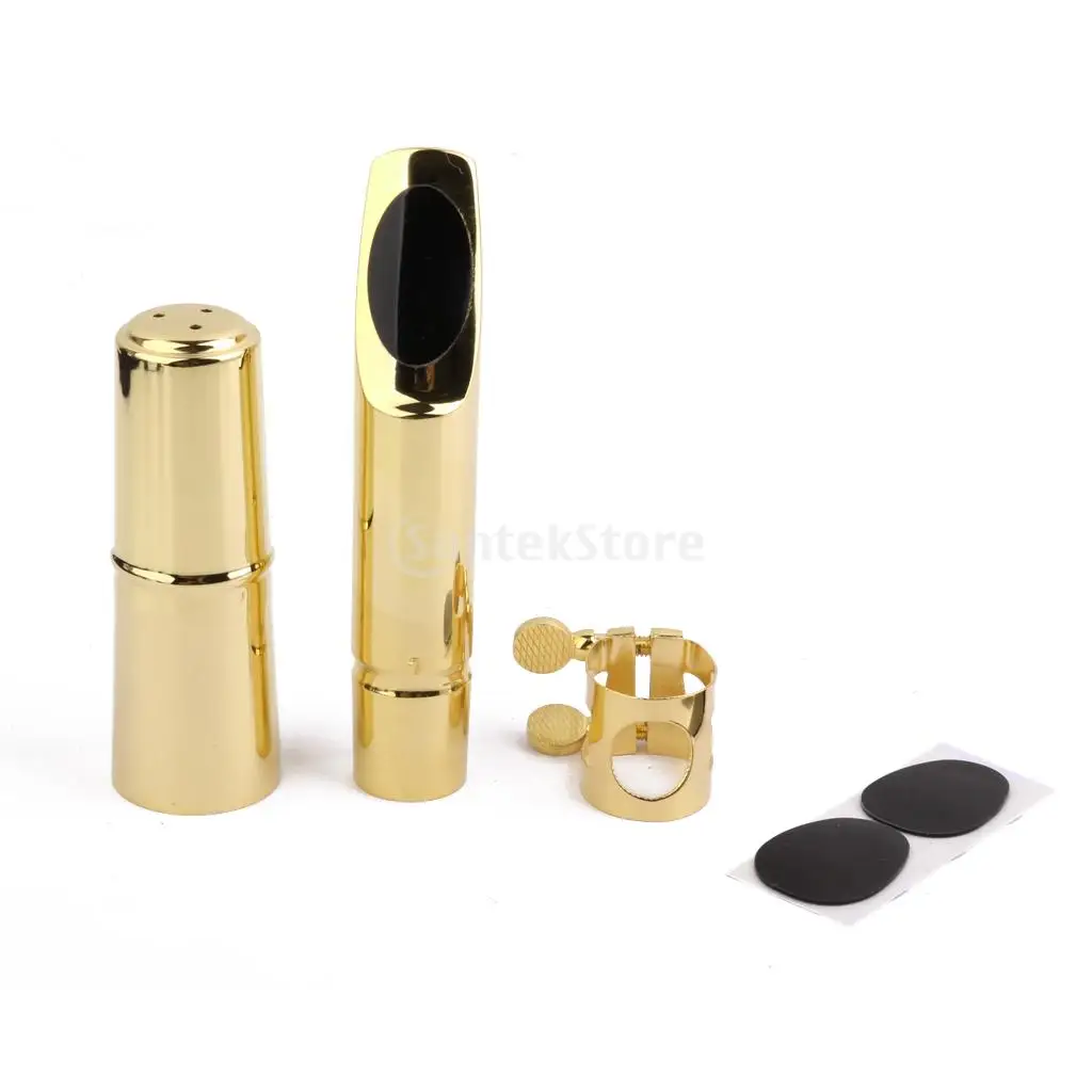 

Tenor Sax Saxophone Mouthpiece #7 Metal with Cap and Ligature Golden Plated