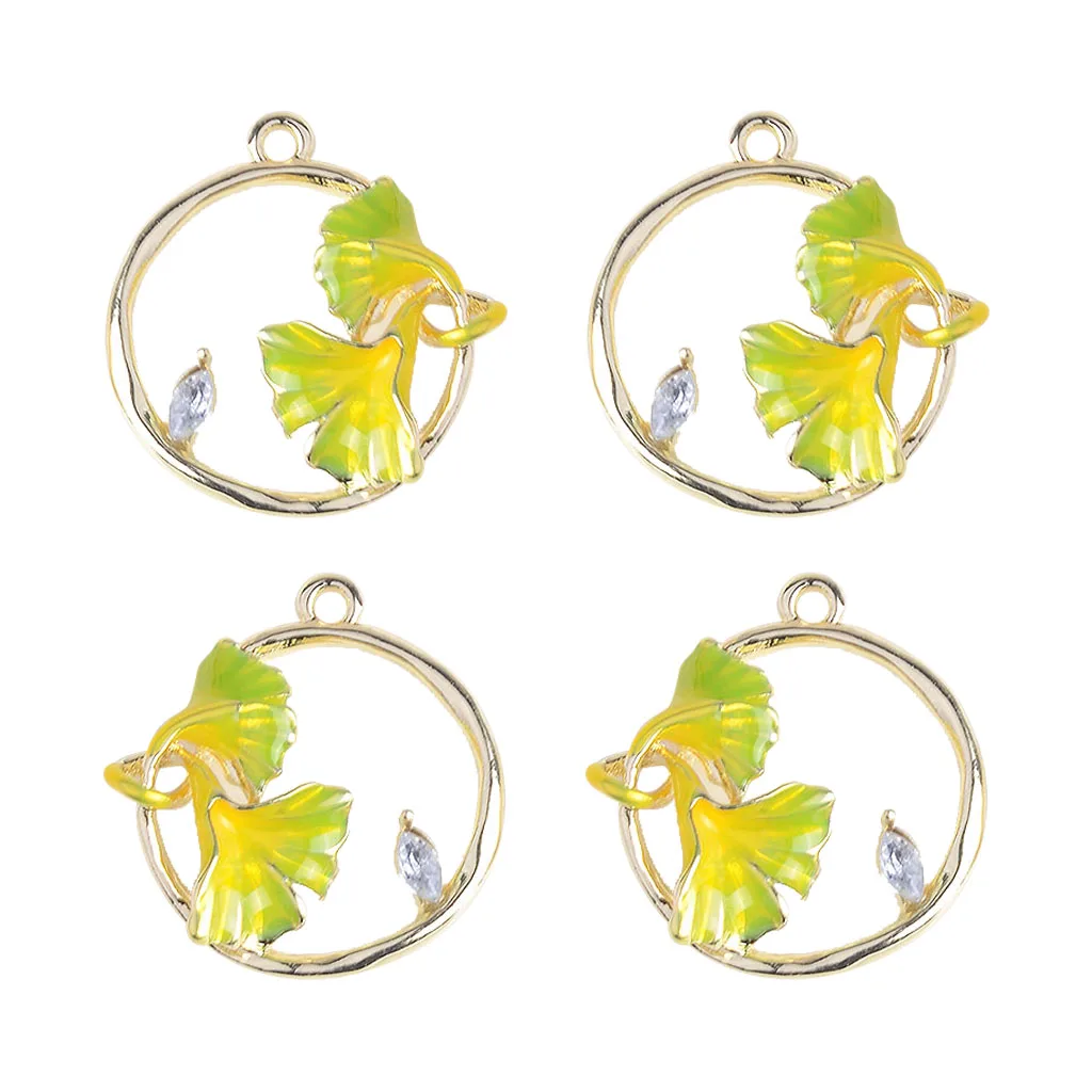 4pcs Ginkgo Leaf Charms Pendants Earrings Jewelry Findings Ornaments Kid Gift