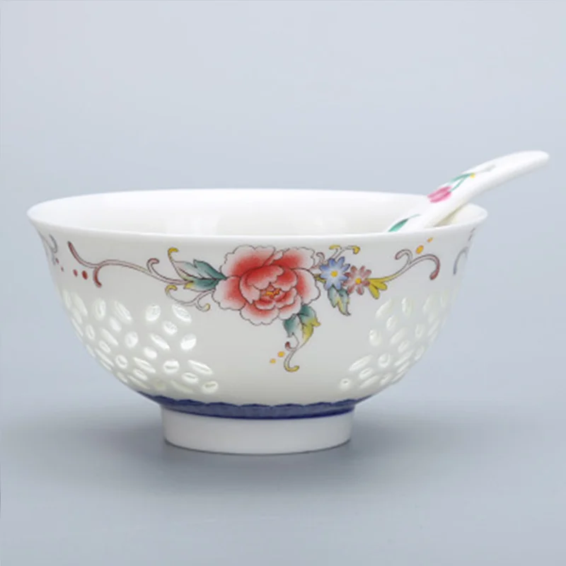Wourmth, современная керамическая посуда, кухонная полупрозрачная миска для риса, 4,8 дюймов, креативная ложная полая миска для супа, лапши, подарки на новоселье - Цвет: Style H