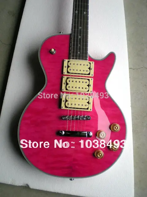 Cheap High quality high quality Musical Instruments guitar pink large decorative pattern pentagram fingerboard EMS free shipping