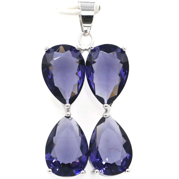 

Beautiful Iolite SheCrown Ladies Wedding 925 Silver Pendant 41x19mm