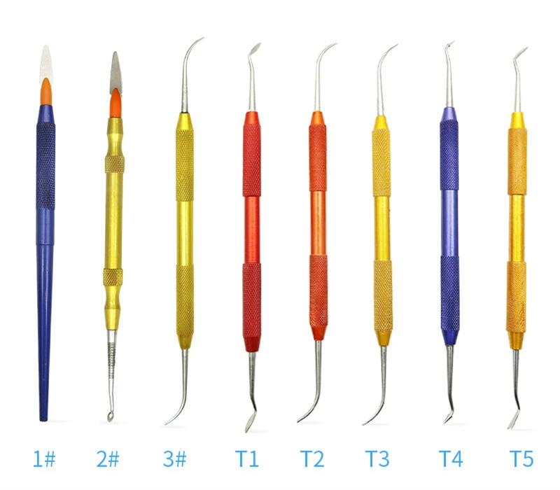 Dental Lab Stainless Steel Colorful Wax Plaster Carving Tool Set on