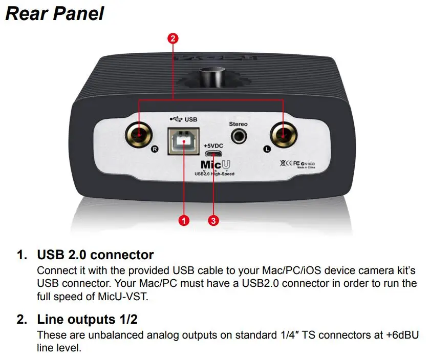 Значок MicU-VST USB интерфейс записи звуковая карта обеспечивает аудио вход и выход Модуль с USB подключения для записи