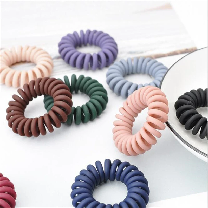 hairclips 1PC Scrub Elastic Rubber Bands Telephone Wire Hair Ties Donut Ponytail Holder Gum Women Girls Spiral Scrunchies Hair Accessories star hair clips