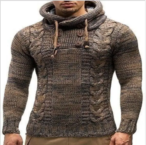 Новинка 6383 осенне-зимние популярные модели мужской тонкий свитер с высоким круглым вырезом рубашка с длинными рукавами