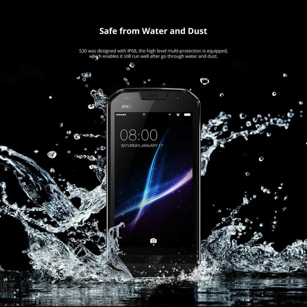 DOOGEE S30 IP68 Водонепроницаемый 8MP задняя двойная камера мобильный телефон 5580 мАч 5,0 \ DOOGEE S30 IP68 Водонепроницаемый 8MP задняя двойная камера мобильный телефон 5580 мАч 5,0 \