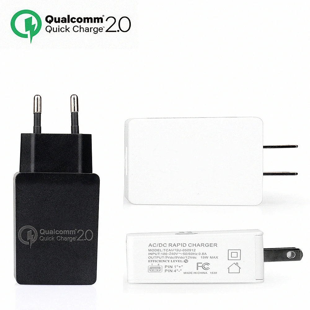 15W 2.1A EU/US Plug QC 2.0 Quick Charge 2.0 Adapter +Cable