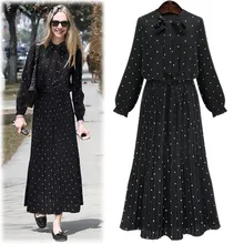 2016 frauen Kleid Mode Lässig Lange Böhmen Bouffancy Dot Cocktail Party Ball Abendkleid Kleid Weibliche Freies Verschiffen, Dezember 9