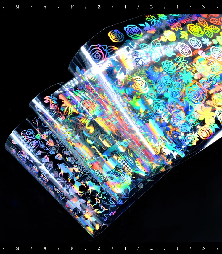 8 шт голографические красочные наклейки для ногтей мерцающий лазер для нейл-арта переводной фольги Звездный стикер с небом для маникюра УФ Гель-лак Декор