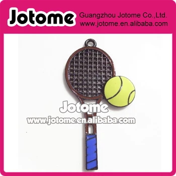 

53mm-28mm Tennis Racket and Ball enamel Pendant, Tennis Racket and Ball brooch