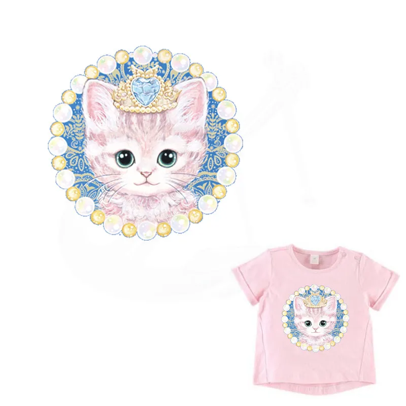 

Cute cat princess patch 17*16.7cm patches for clothing Diy little girls T-shirt A-level Thermal transfer sticker