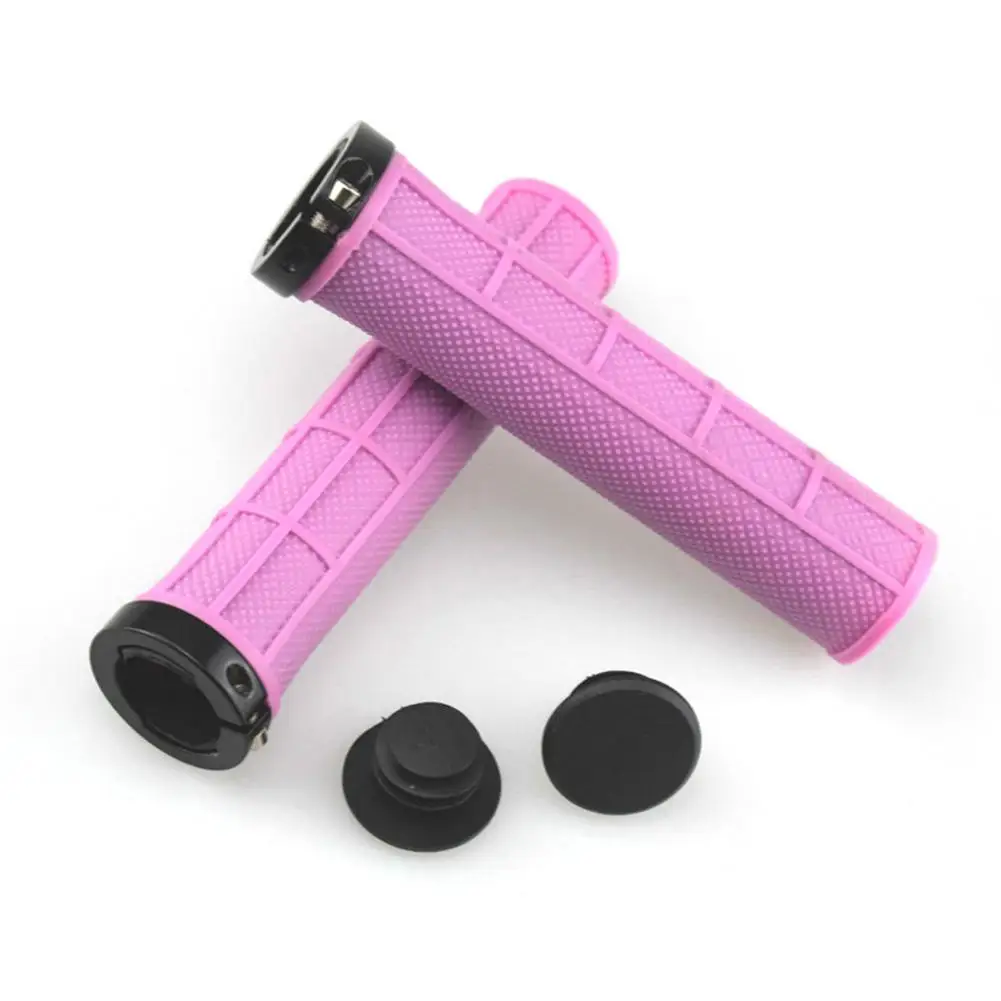 Велосипедные ручки, ручки, замок для горного велосипеда, велосипедные ручки, противоскользящие ручки, резиновые Фикси мягкие ручки для руля - Цвет: Розовый