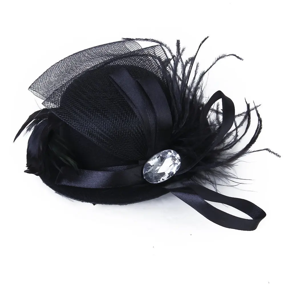 Mini Chapeau Fascinator Voilette Burlesque Gothique Barrette / Broche Bijou