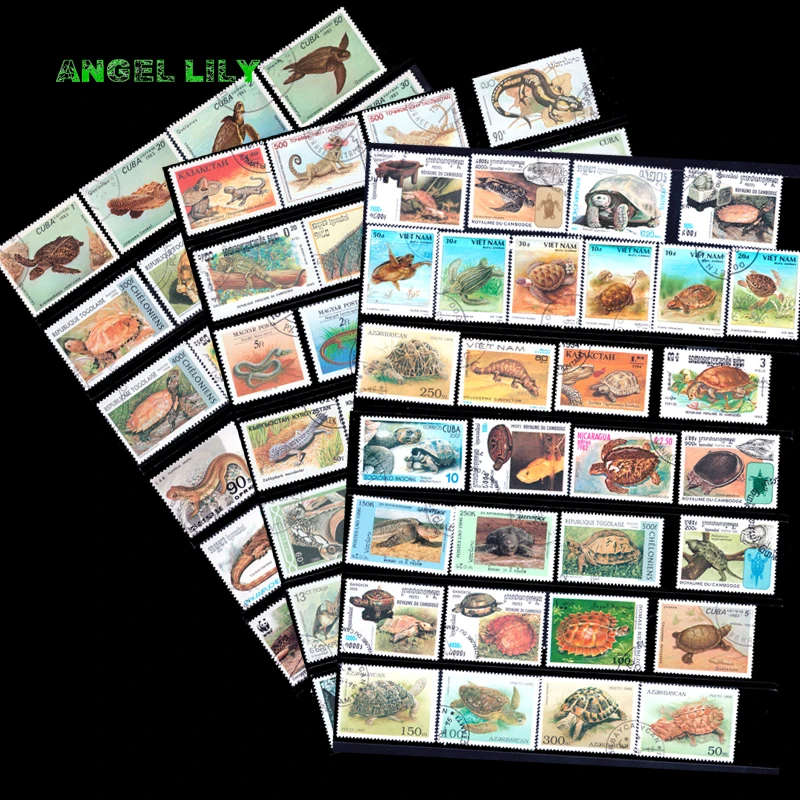 

50 PCS All Different Reptiles Unused Postage Stamps With Post Mark In Good Condition For Collection